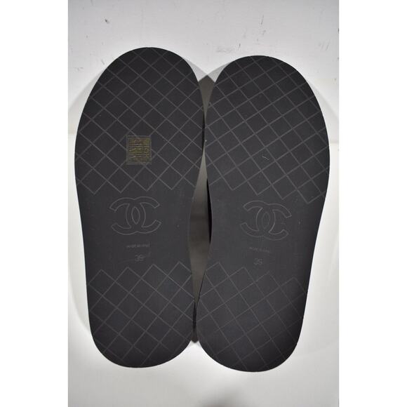 Chanel REV Black Fabric Criss Cross Puffy CC Logo Slide Mule Sandal Flop Flat 39 - Picture 12 of 12